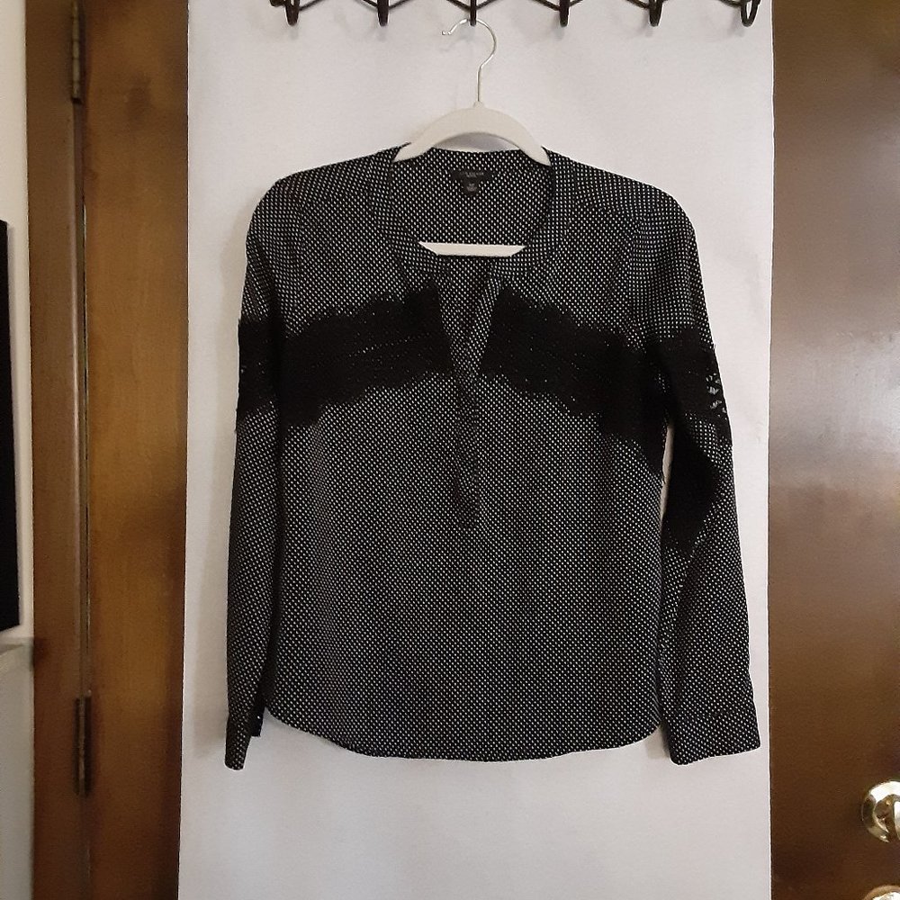 ANN TAYLOR/ DOT BLOUSE/LACE INSERTS/SP